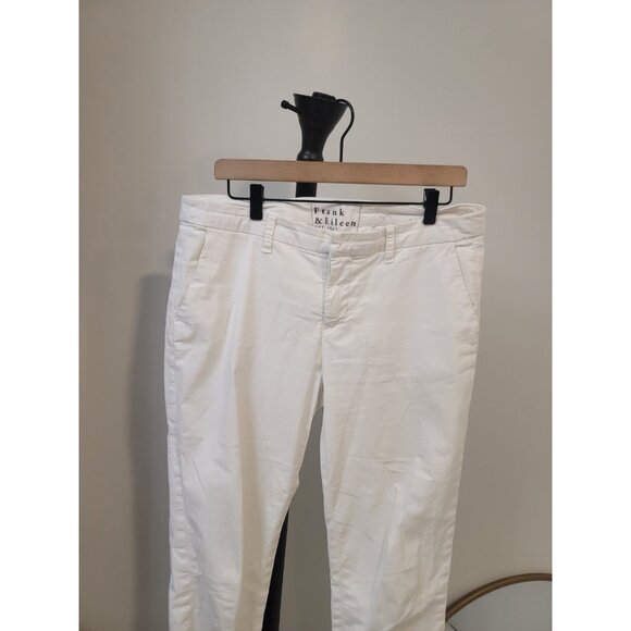 Frank & Eileen Wicklow The Italian Chino Cropped Raw Hem White Twill Pants Sz 10 - Picture 2 of 11
